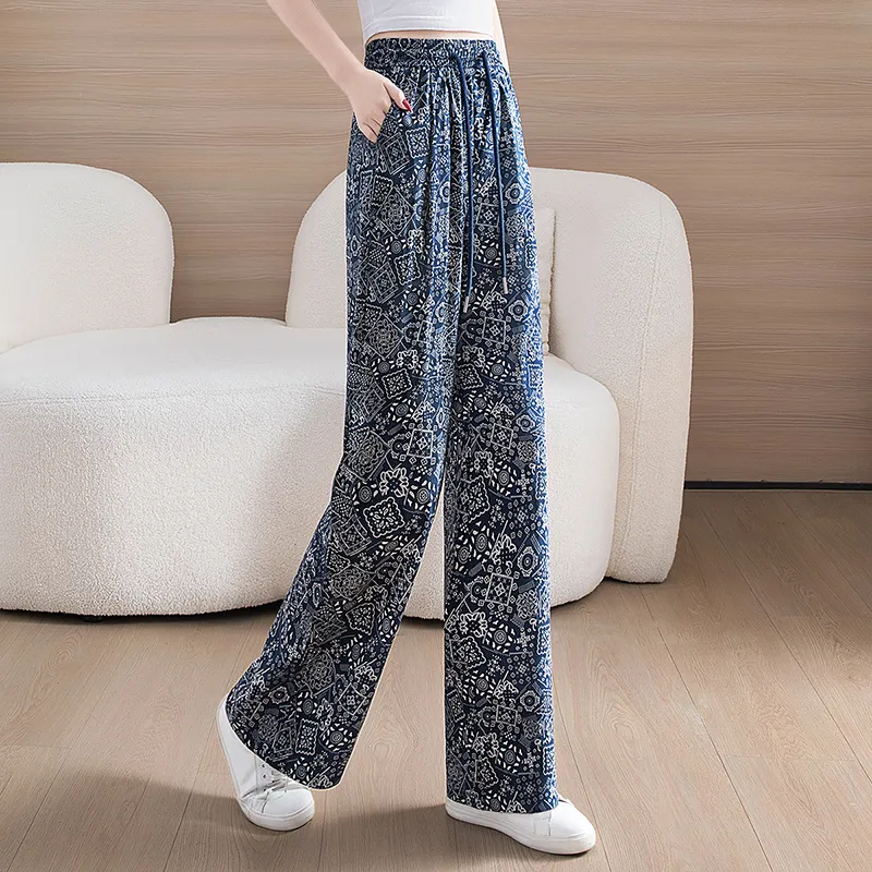 Cypress House Casual Pants Women's Navy Blue With White Floral-3