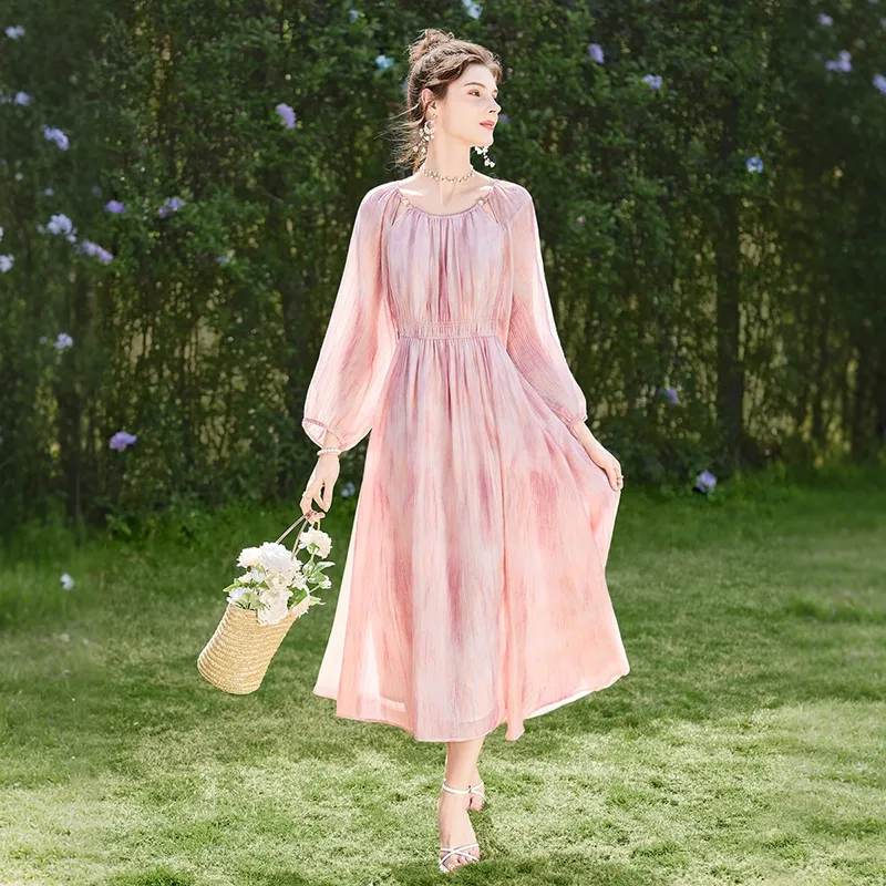 TOUCH Long Sleeved Dress Women's Pink-4