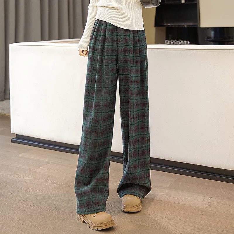 Cypress House Casual Pants Women's Green Plaid-3