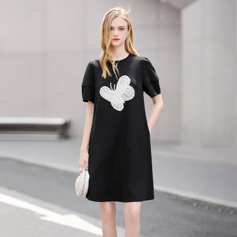 TOUCH Short Sleeved Dresses Women's Black-6