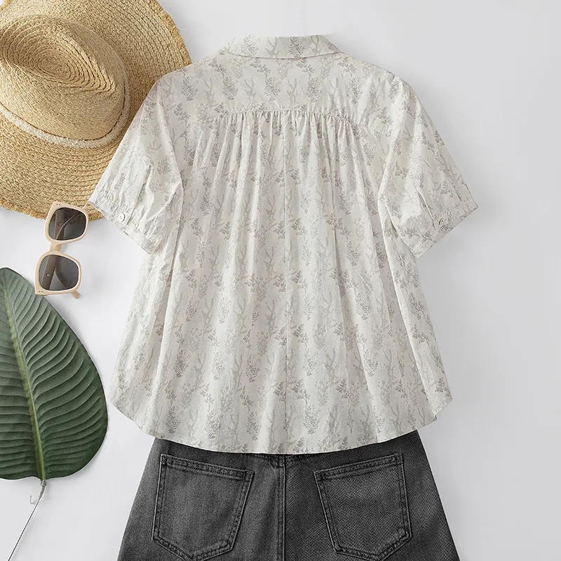 Cypress House Shirt Women's Gray Blue Floral-4