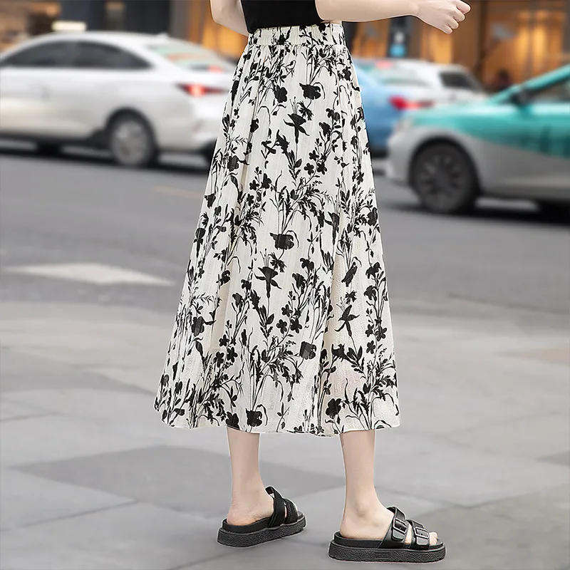 Cypress House Casual Long Skirts Women's Beige Floral-3