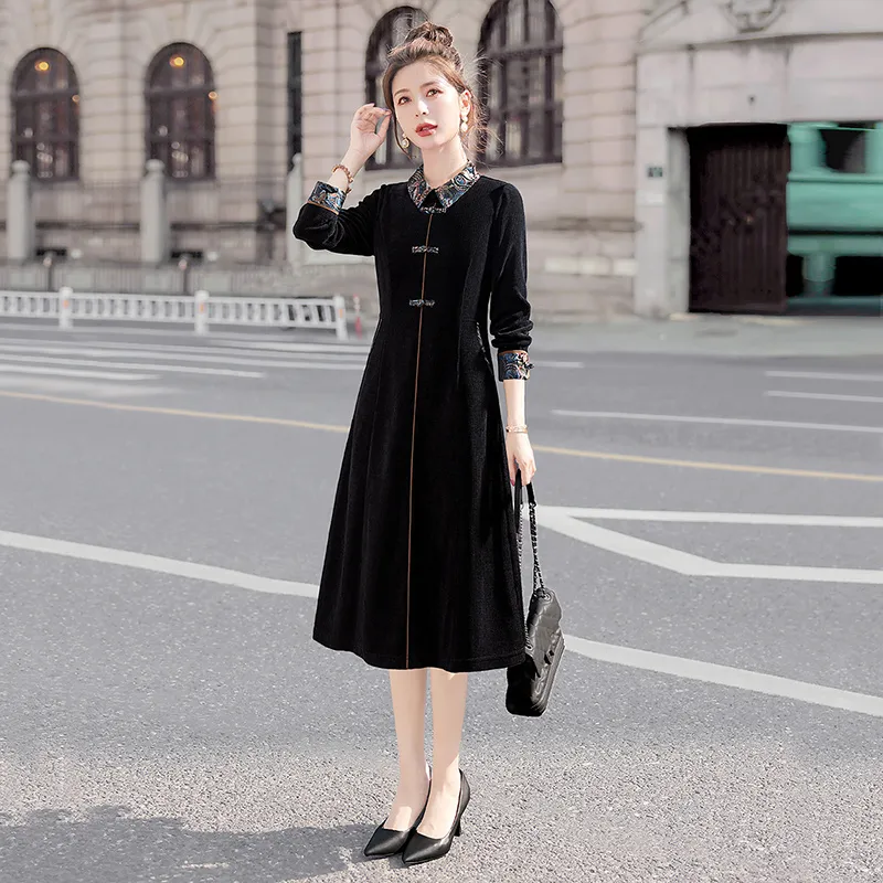 Cypress House Long Sleeved Dress Women's Black-4