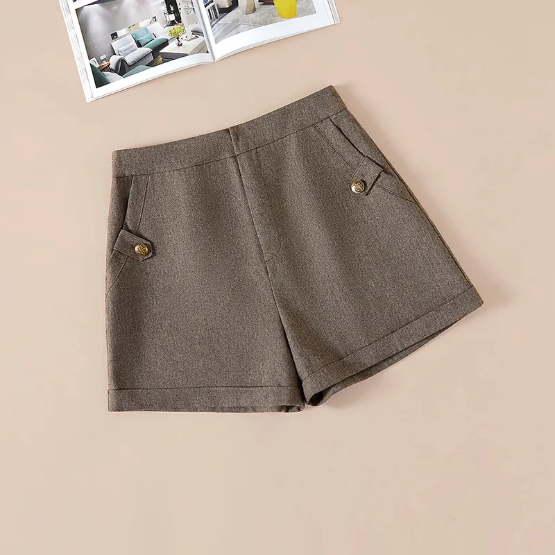 TOUCH Casual Shorts Women's Coffee Herringbone-4