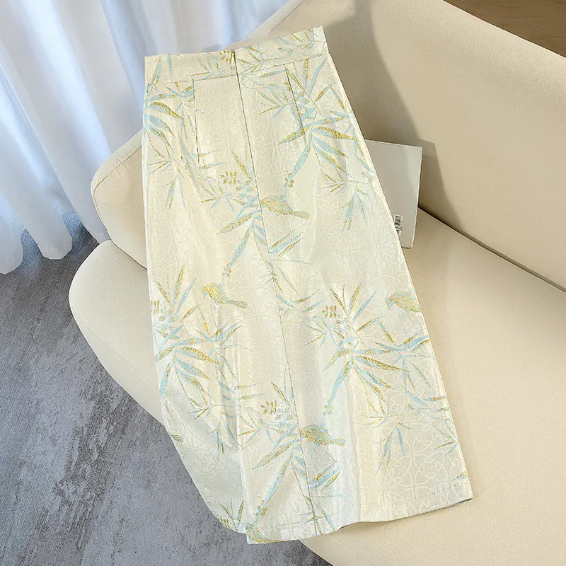 Cypress House Casual Long Skirts Women's Cyan Beige-3