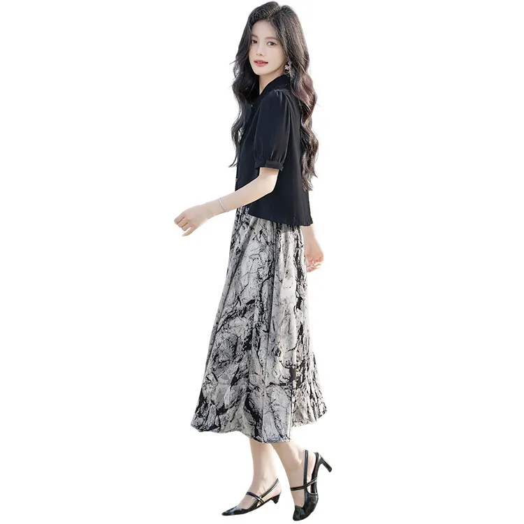 Cypress House Skirt Set Women's Black+Ink Wash Gray-0