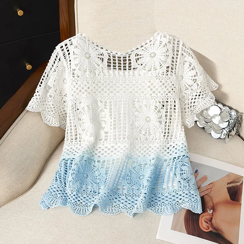 TOUCH Knitwear Women's White Blue Gradient-3