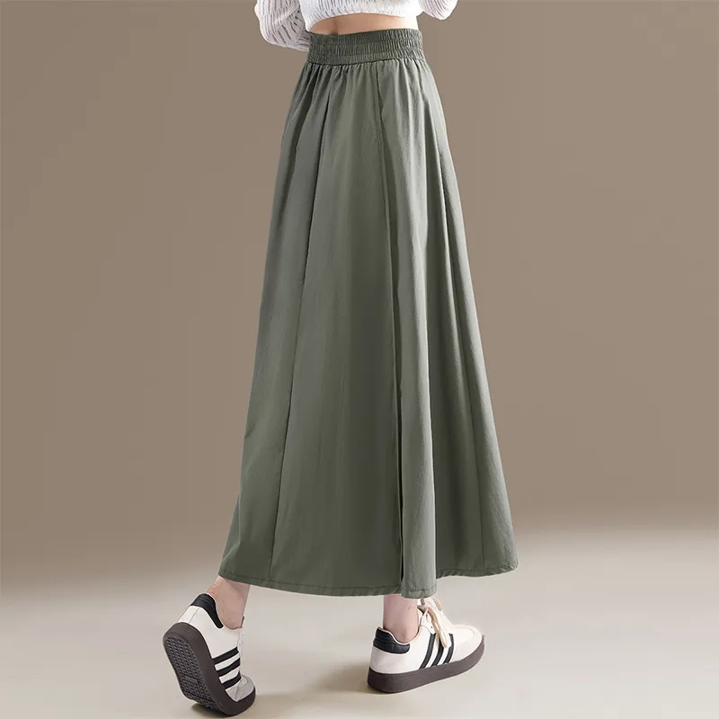 Cypress House Casual Long Skirts Women's Army Green-3