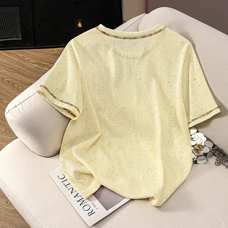 TOUCH T Shirts Women's Yellow Multicolor Dots-3