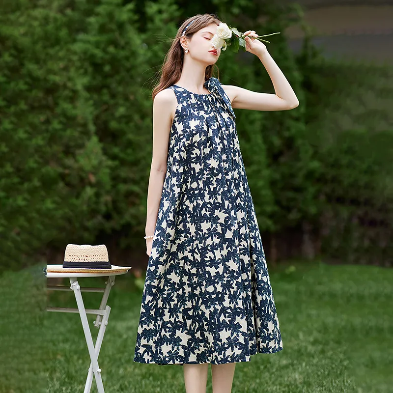 TOUCH Slip Dresses Women's Navy Blue Multicolor-3