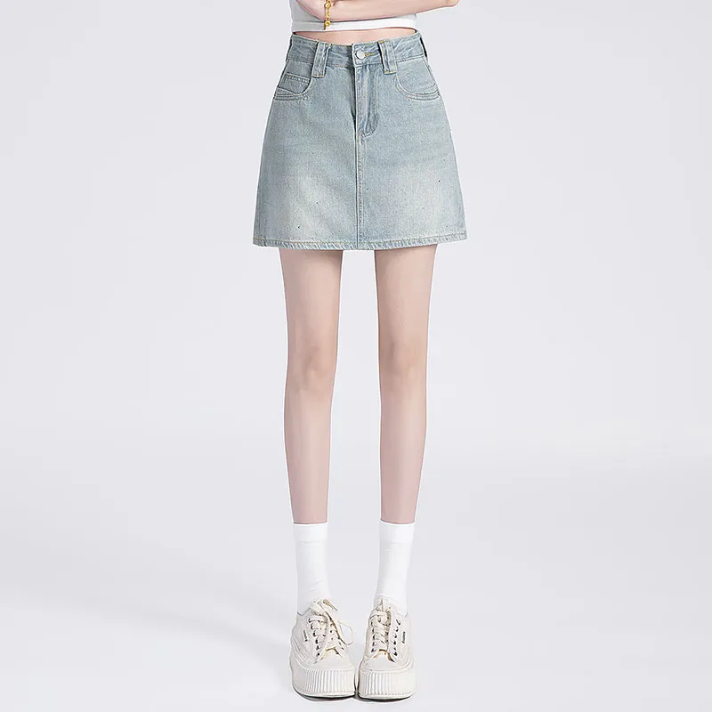 Cypress House Denim Short Skirts Women's Vintage Light Blue-4