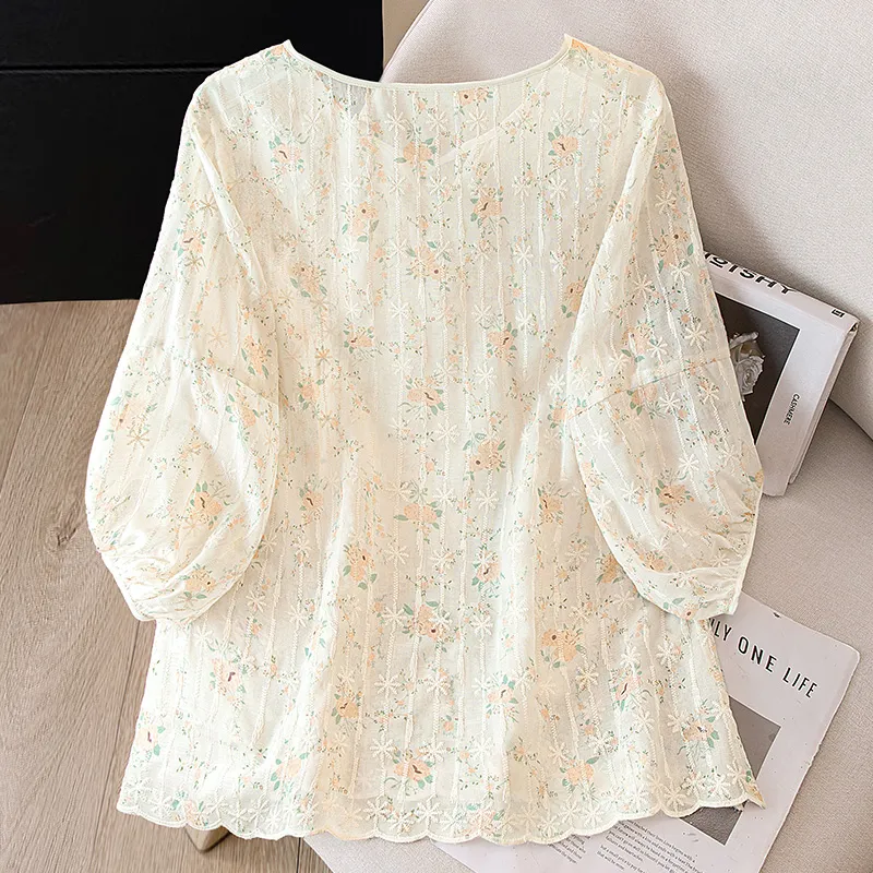 Cypress House Shirt Women's Light Orange Floral-3