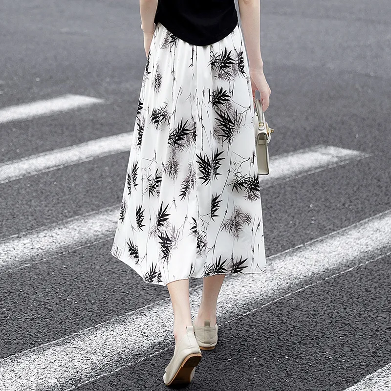 TOUCH Casual Long Skirt Women's Ink Black Bamboo-2