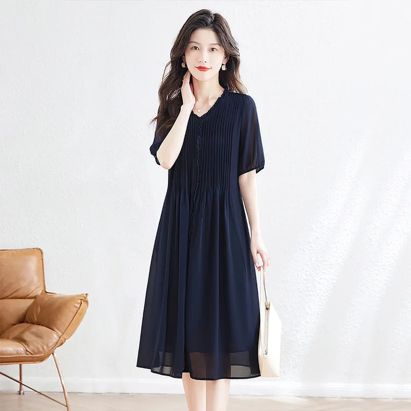 Cypress House Short Sleeved Dresses Women's Navy Blue-2