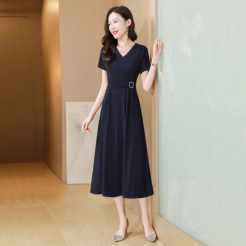 Cypress House Short Sleeved Dress Women's Navy Blue-6
