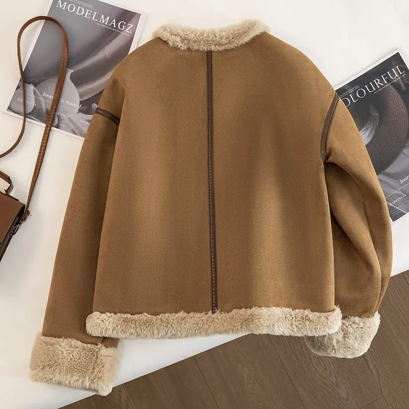 TOUCH Cropped Coats Women's Light Brown-3