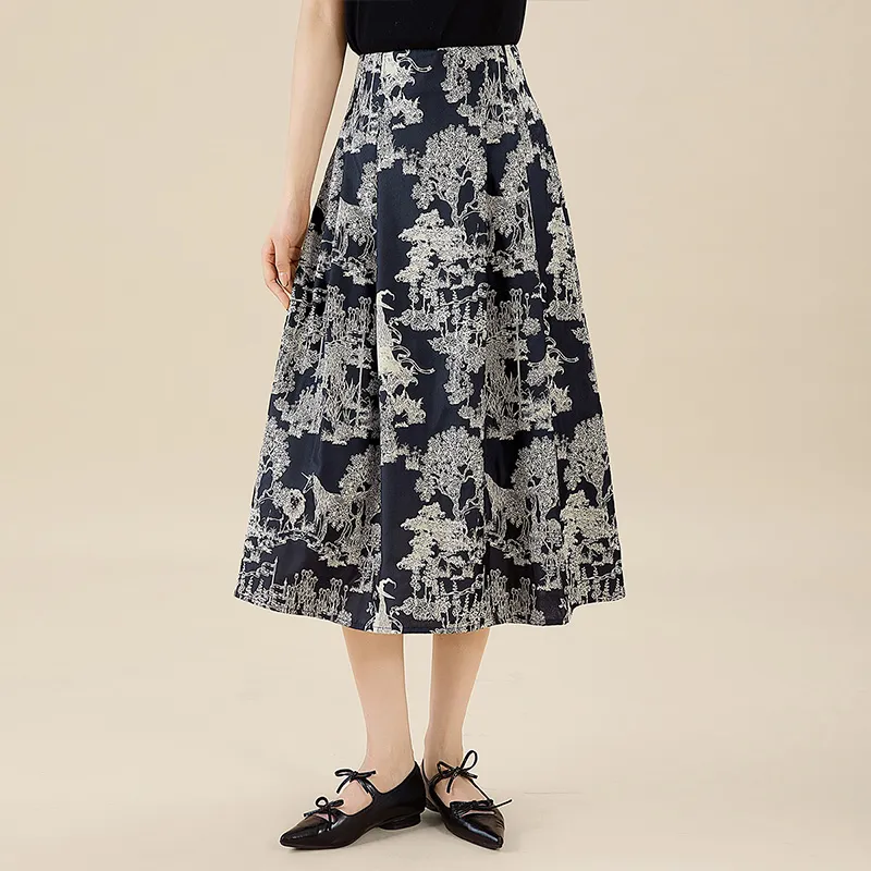 Cypress House Casual Long Skirt Women's Navy Blue-6