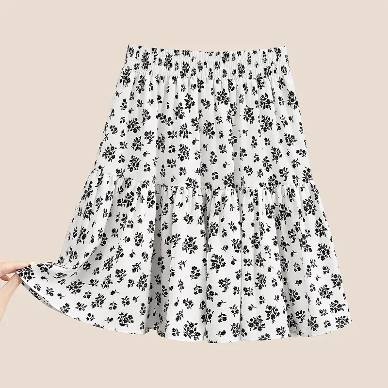 TOUCH Casual Short Skirts Women's Black Purple Flower-6