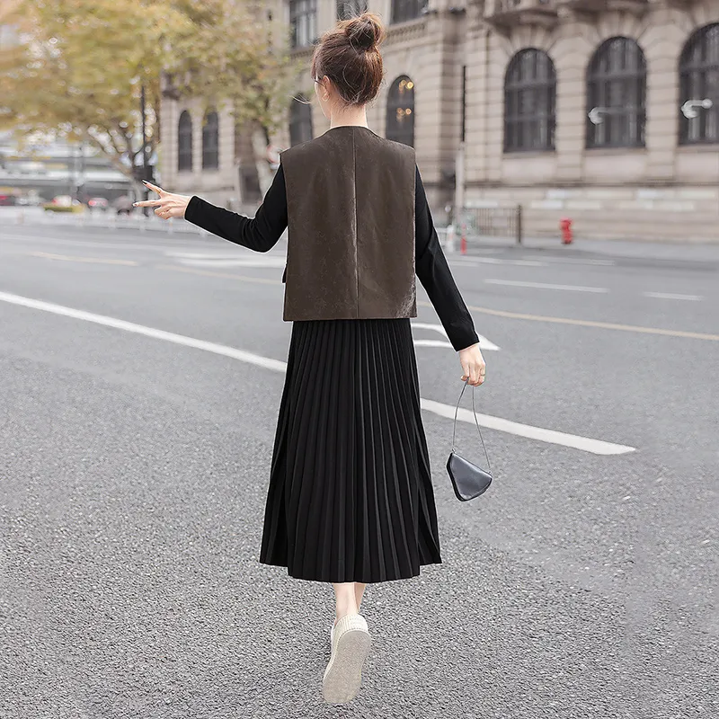 Cypress House Skirt Set Women's Dark Coffee+Black-1