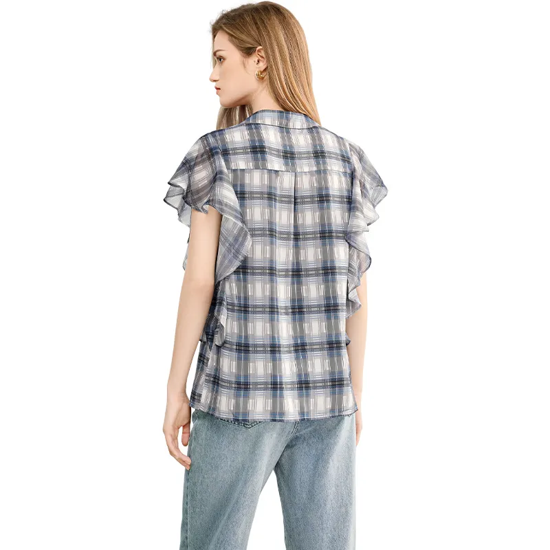 TOUCH Shirts Women's Black Gray Plaid-1