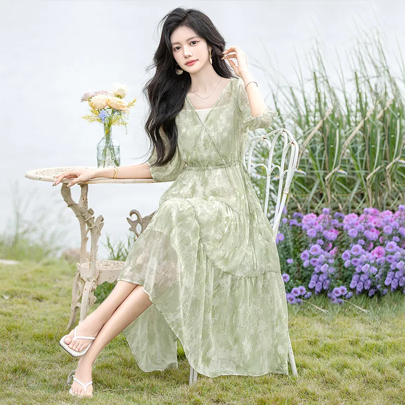 Cypress House Long Sleeved Dress Women's Light Green-1