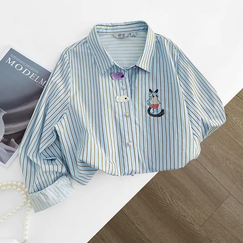TOUCH Shirt Women's Blue Base With Stripes-2