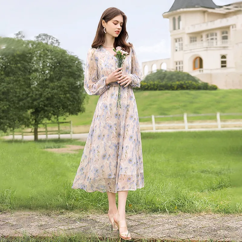 TOUCH Long Sleeved Dress Women's Blue Pink Multicolor-5