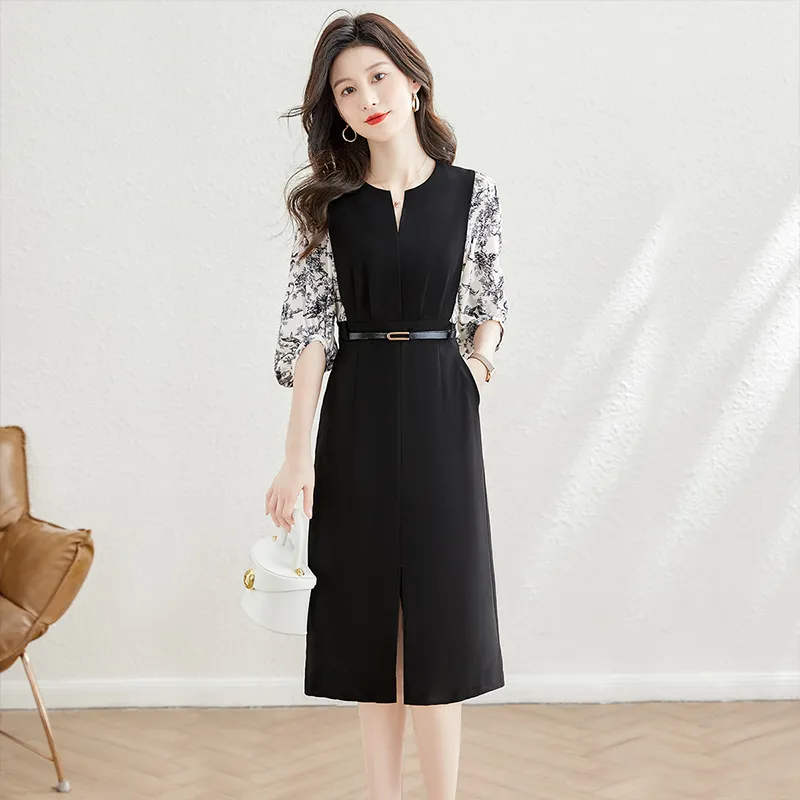 Cypress House Short Sleeved Dress Women's Black & White With Floral-2