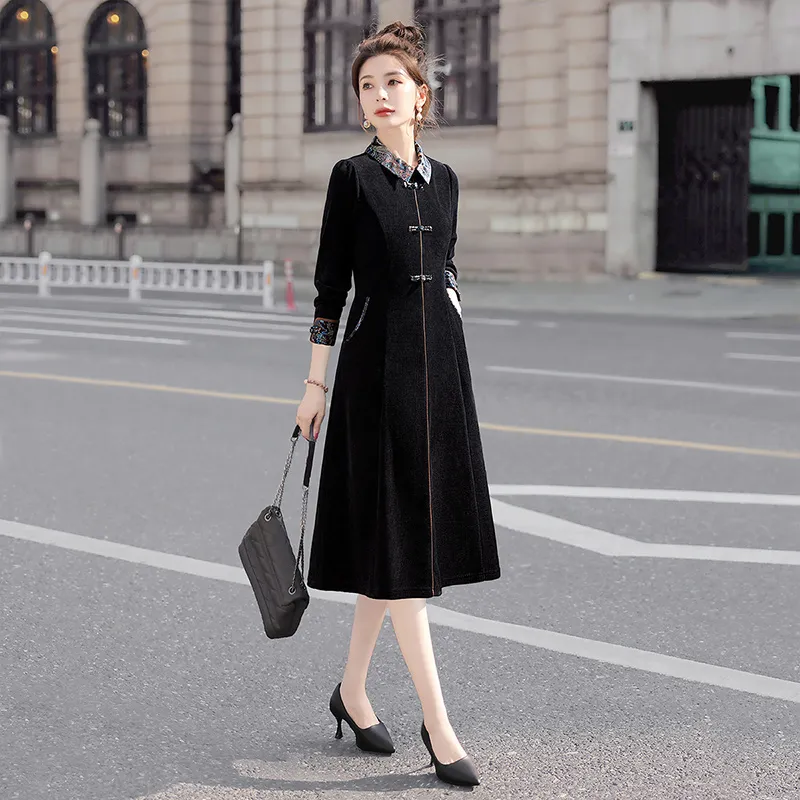 Cypress House Long Sleeved Dress Women's Black-5