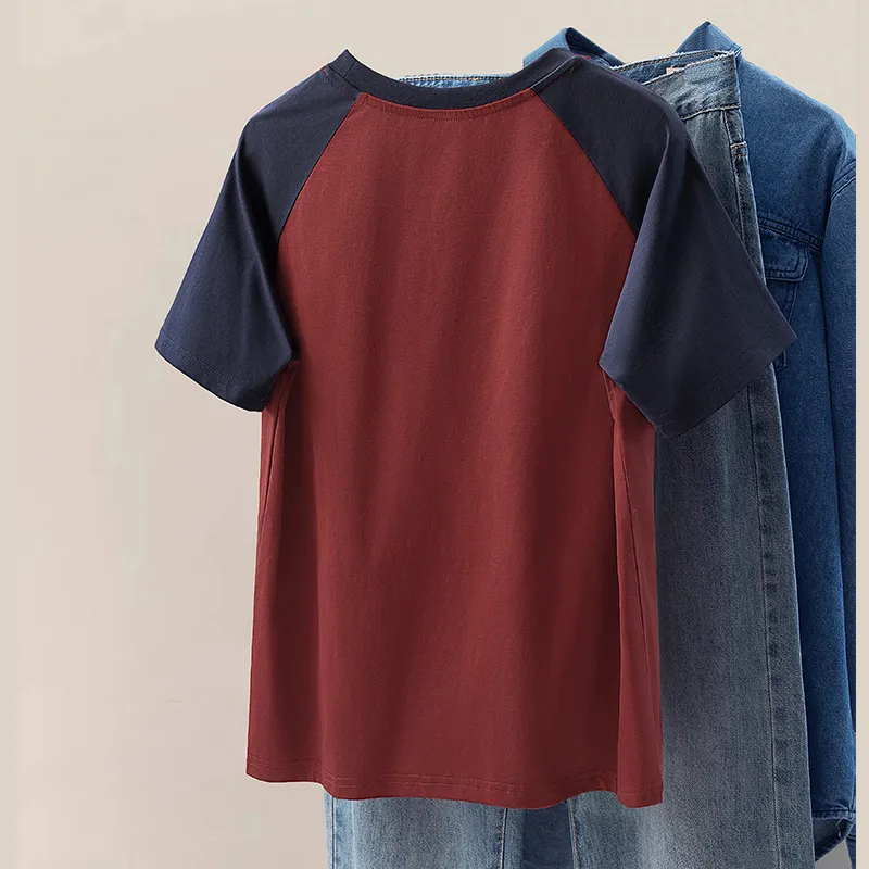 Cypress House Raglan Sleeve T Shirt Women's Dark Blue & Red-3
