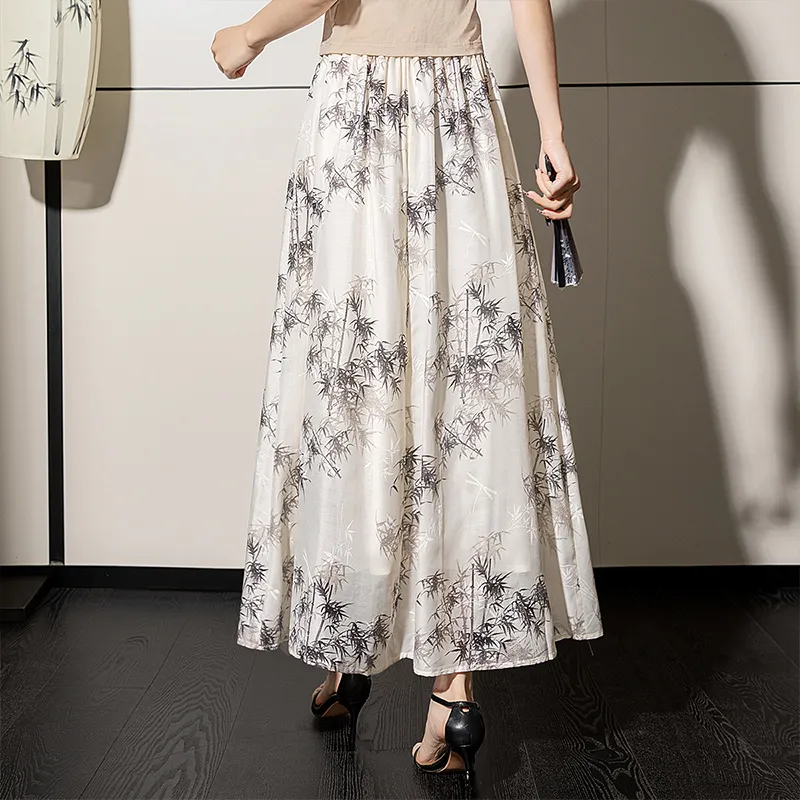 Cypress House Casual Long Skirt Women's Apricot Ink Bamboo-4