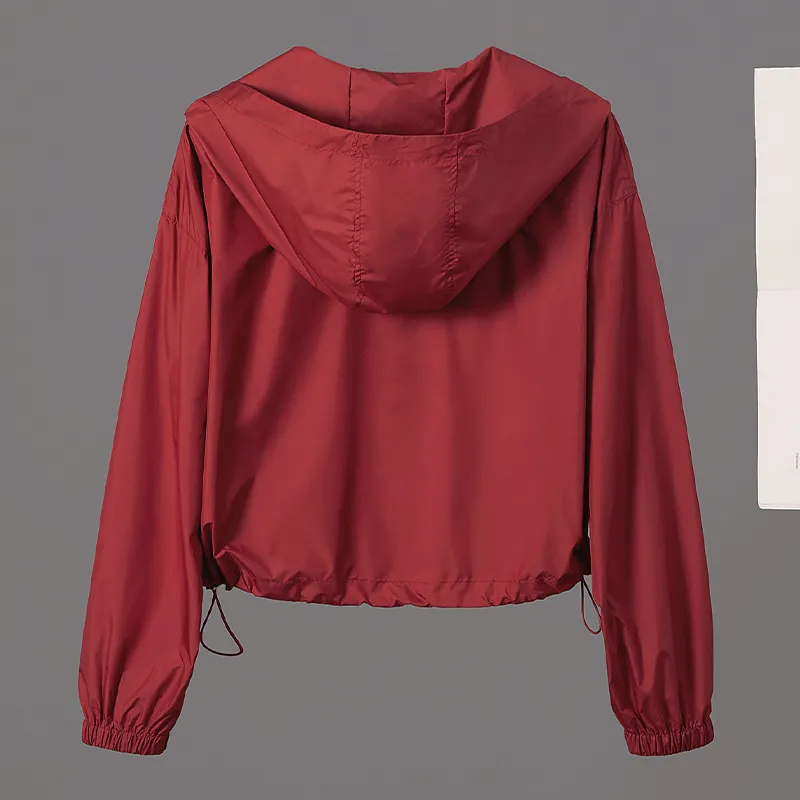TOUCH Cropped Coats Women's Red-3