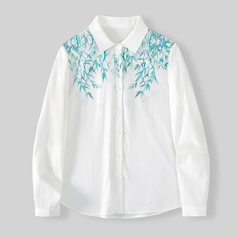 TOUCH Shirt Women's White With Blue Floral-4