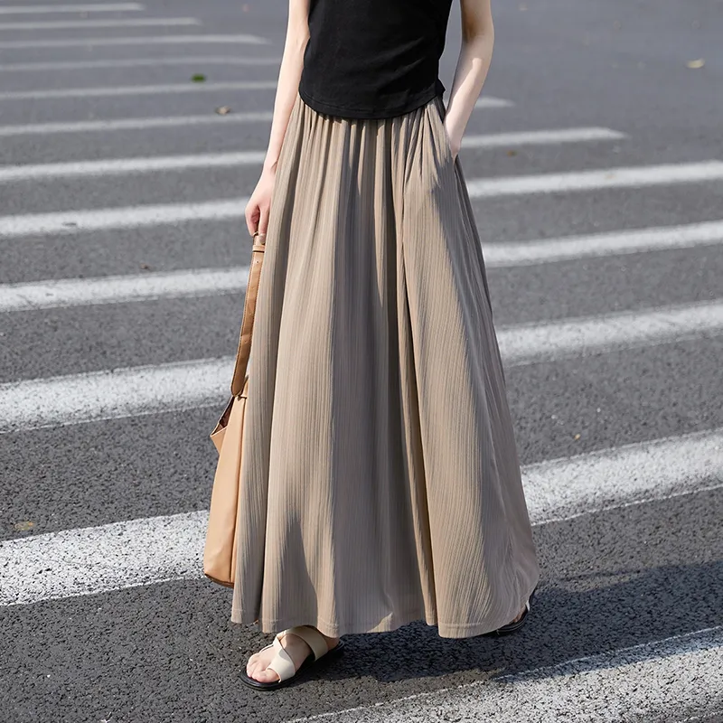 TOUCH Casual Long Skirt Women's Gray Coffee-2