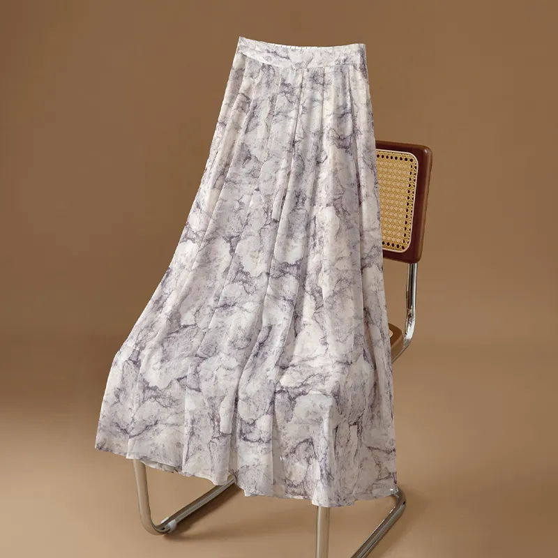 TOUCH Casual Long Skirt Women's Gray Purple-4
