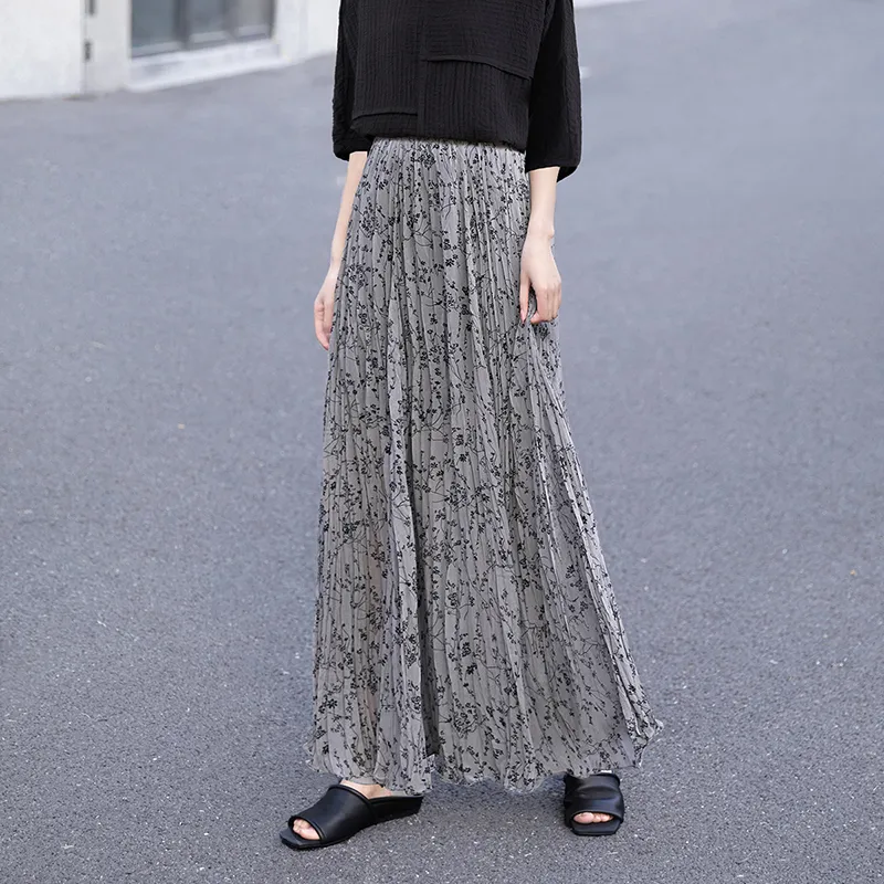 TOUCH Casual Long Skirt Women's Dark Gray-2