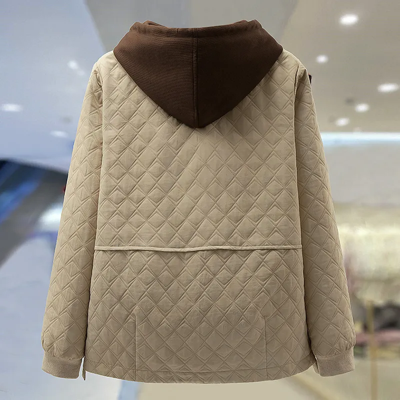 Cypress House Cropped Coat Women's Beige & Dark Coffee-3