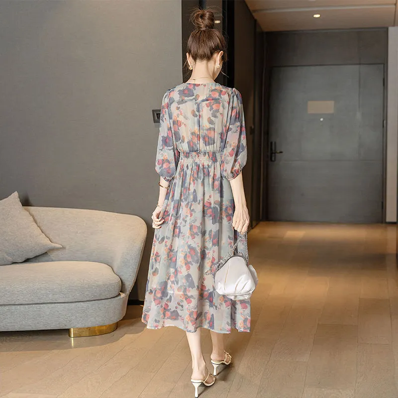 Cypress House Long Sleeved Dress Women's Pink And Blue Floral-2