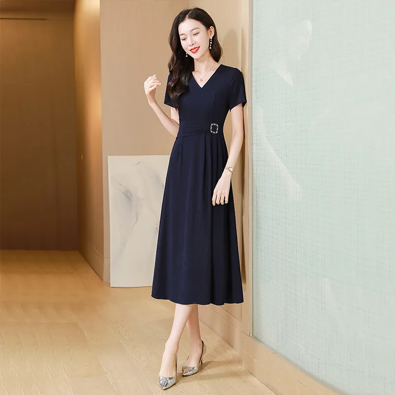 Cypress House Short Sleeved Dress Women's Navy Blue-4