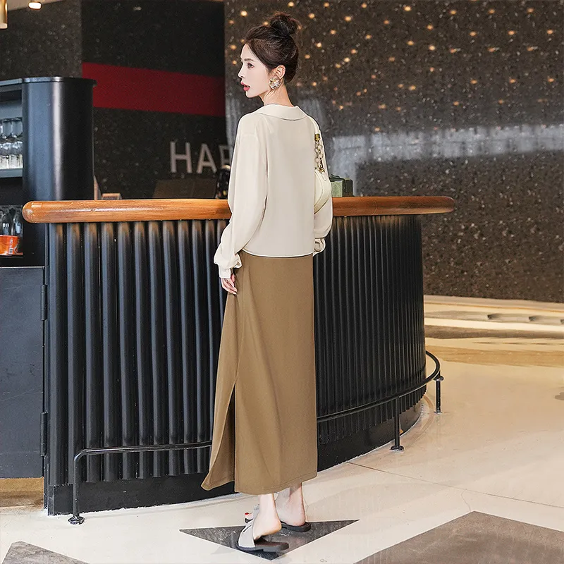Cypress House Skirt Set Women's Outer Apricot Inner Dark Coffee-3
