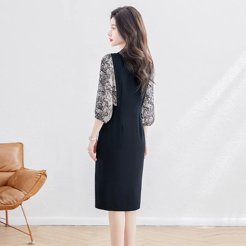 Cypress House Long Sleeved Dress Women's Black & Gray Heather-3