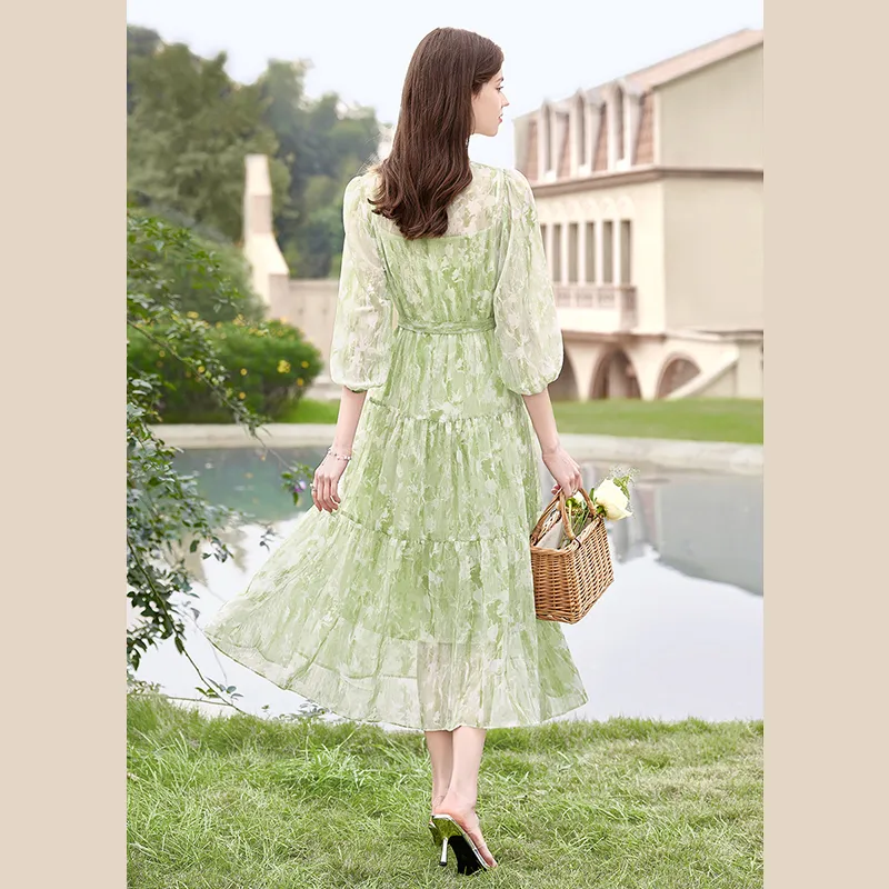 TOUCH Long Sleeved Dress Women's Green-3