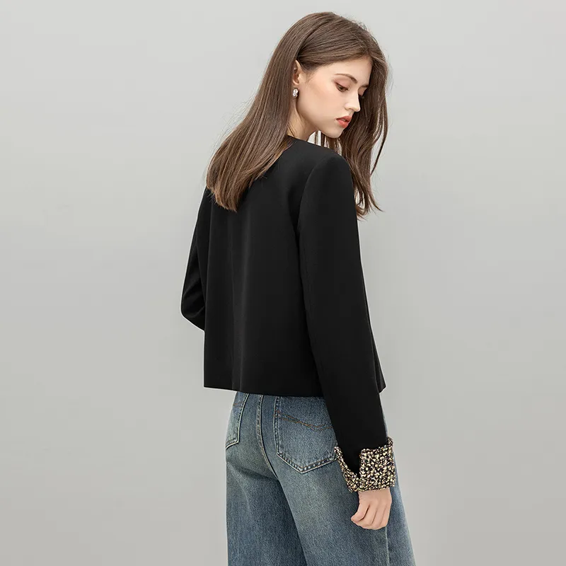 TOUCH Cropped Coats Women's Black-3