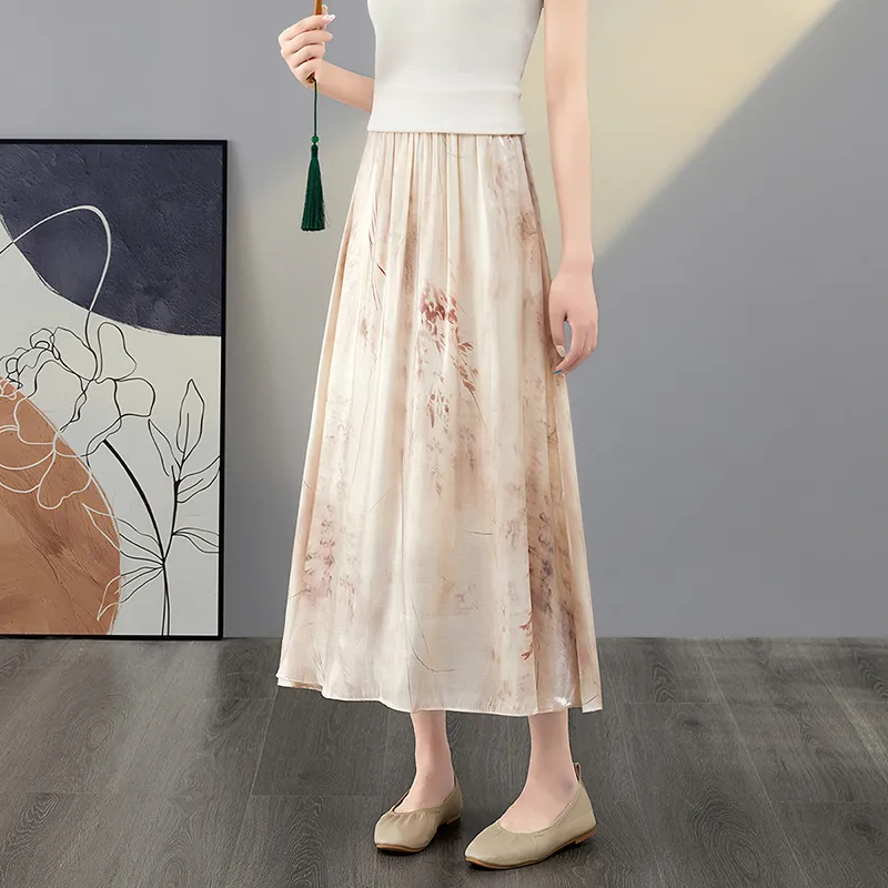 TOUCH Casual Long Skirts Women's Apricot-2