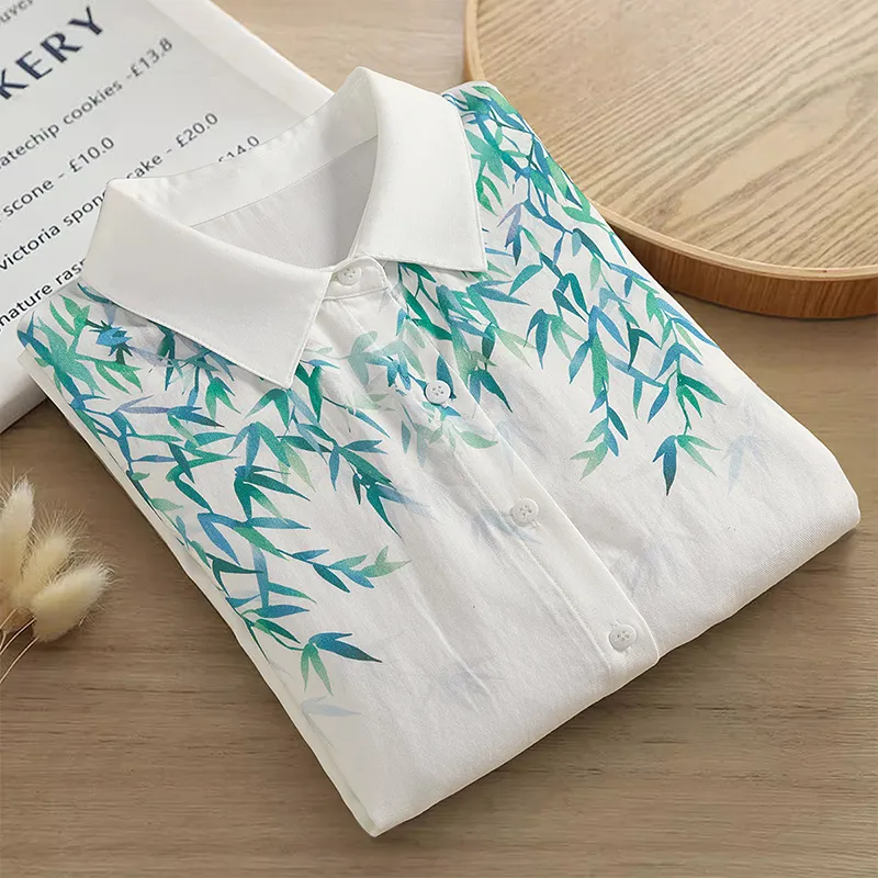TOUCH Shirt Women's White With Blue Floral-2