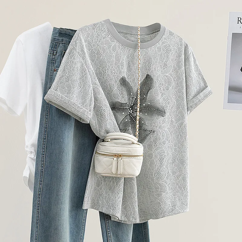 TOUCH T Shirt Women's Gray White-2