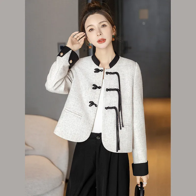 Cypress House Cropped Coat Women's Gray White-4