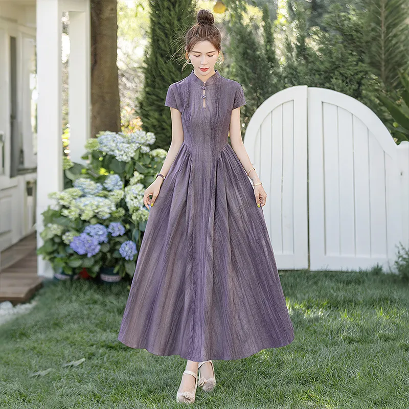 Cypress House Short Sleeved Dress Women's Purple-5
