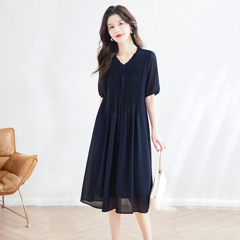 Cypress House Short Sleeved Dresses Women's Navy Blue-6