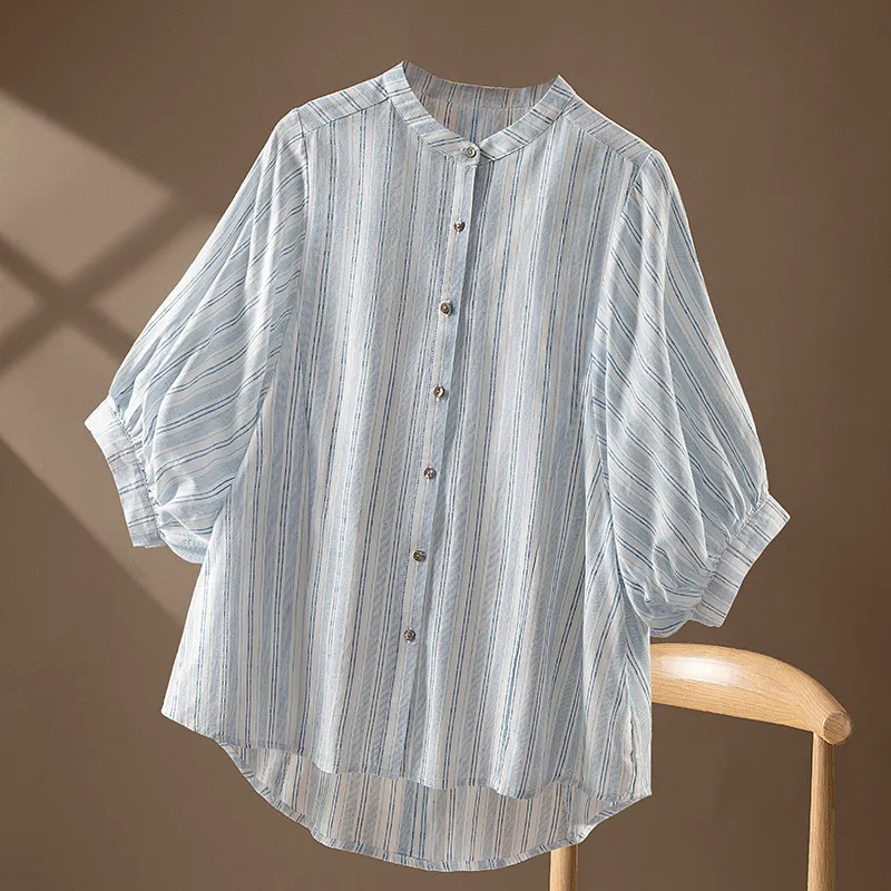 Cypress House Shirt Women's Light Blue Stripes-2